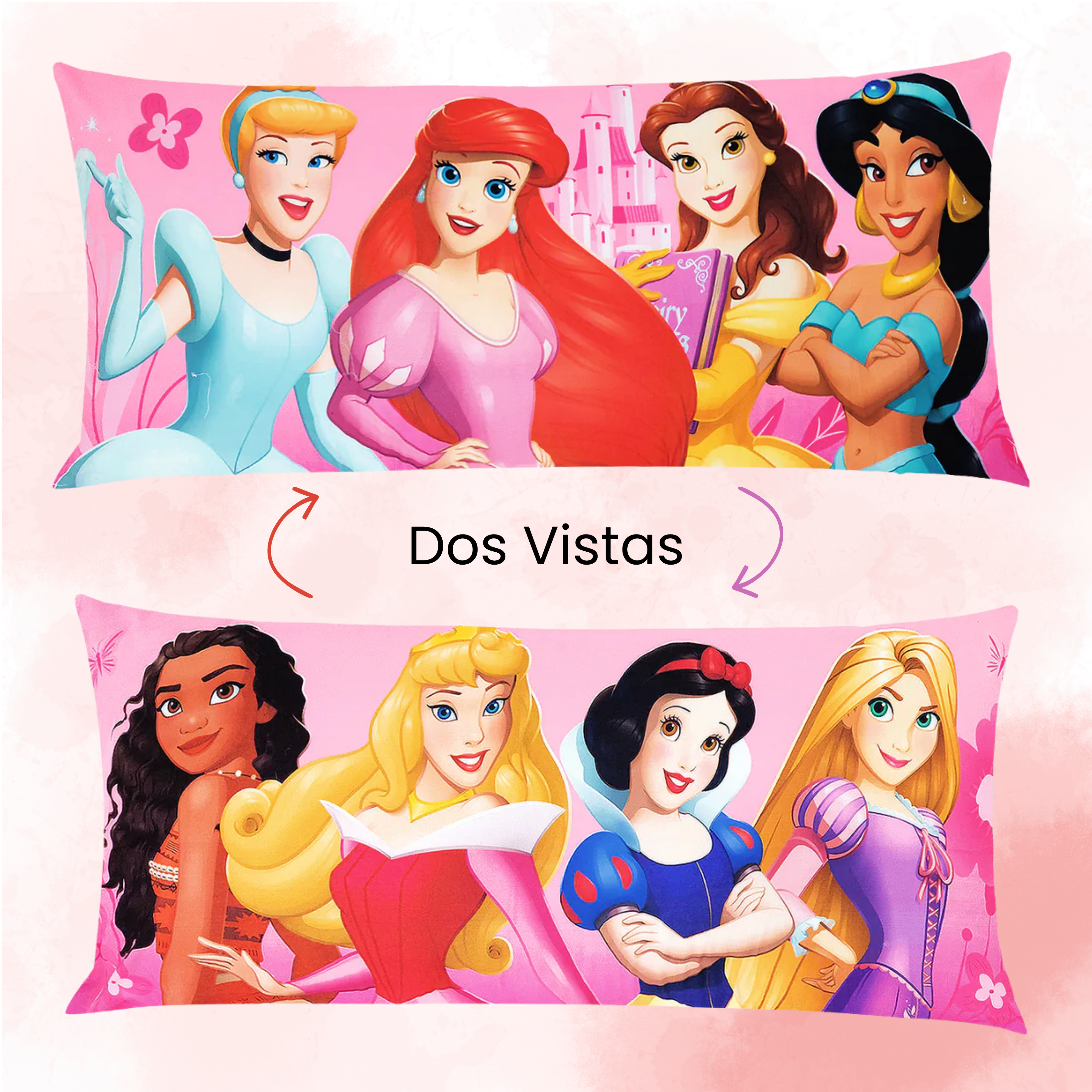 Almohada Súper Jumbo Ligera 120x50 Doble Vista Princesas Disney Providencia®