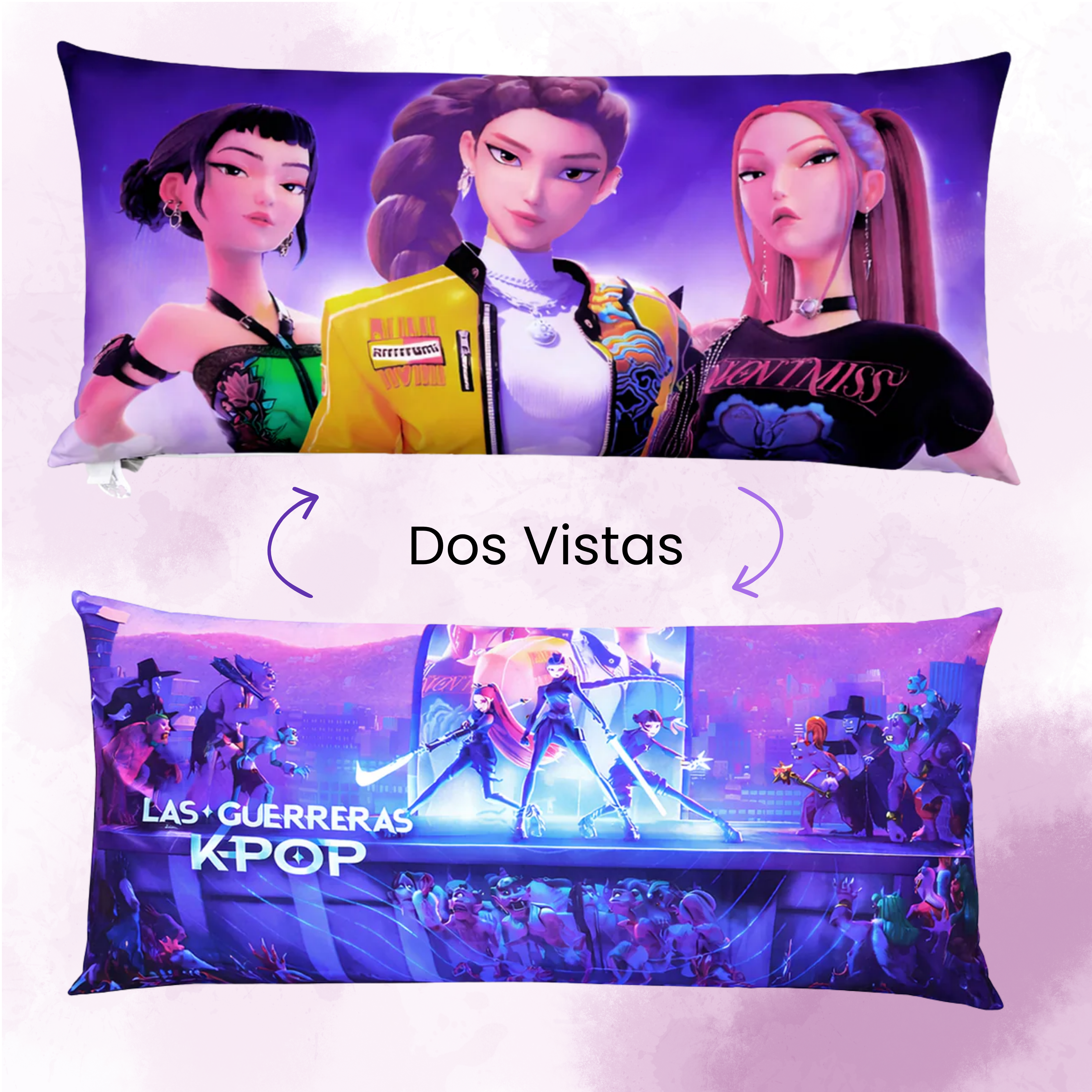 Almohada Súper Jumbo Ligera 120x50 Doble Vista Guerreras K-pop Providencia®