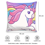 Cojín Reversible Infantil 45x45 Ultra Suave Unicornio Amor Providencia®