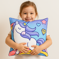 Cojín Reversible Infantil 45x45 Ultra Suave Unicornio Amor Providencia®
