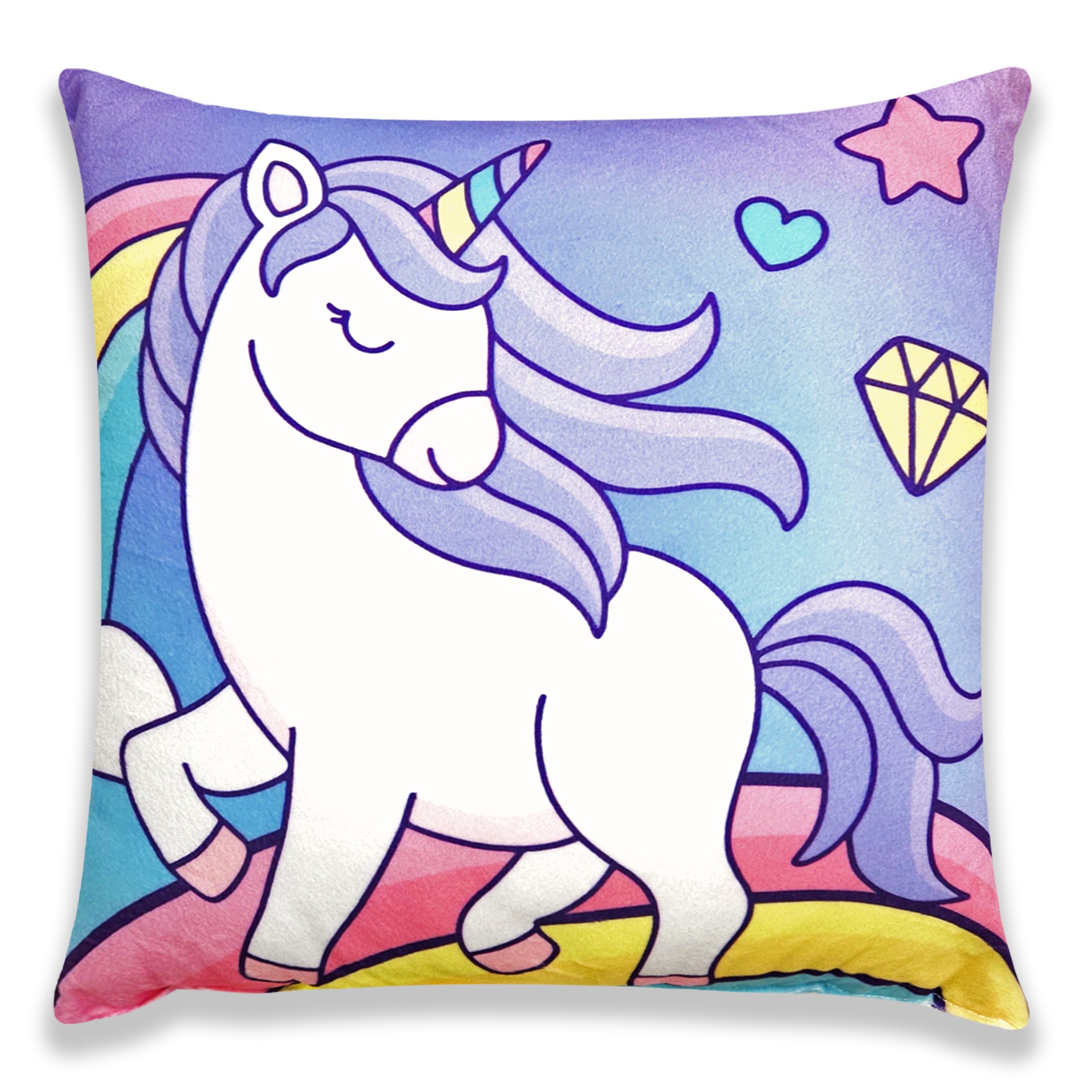 Cojín Reversible Infantil 45x45 Ultra Suave Unicornio Amor Providencia®