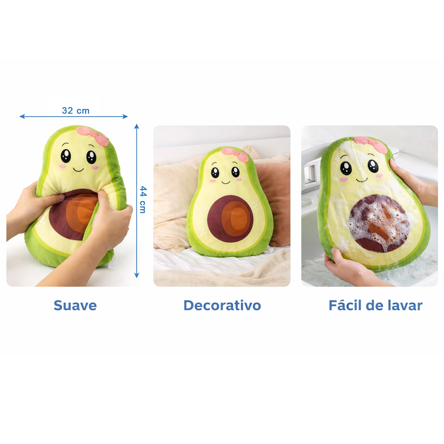 Cojín Decorativo Suave Diseños Divertidos Aguacate Moño Providencia®
