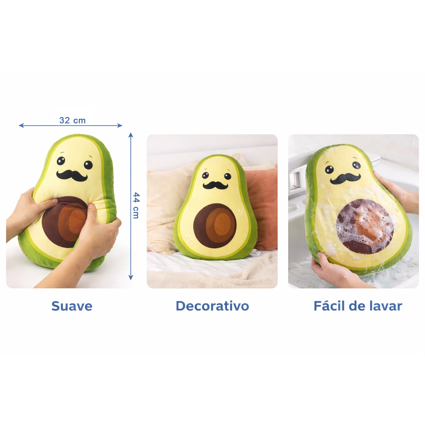 Cojín Decorativo Suave Diseños Divertidos Aguacate Mostacho Providencia®
