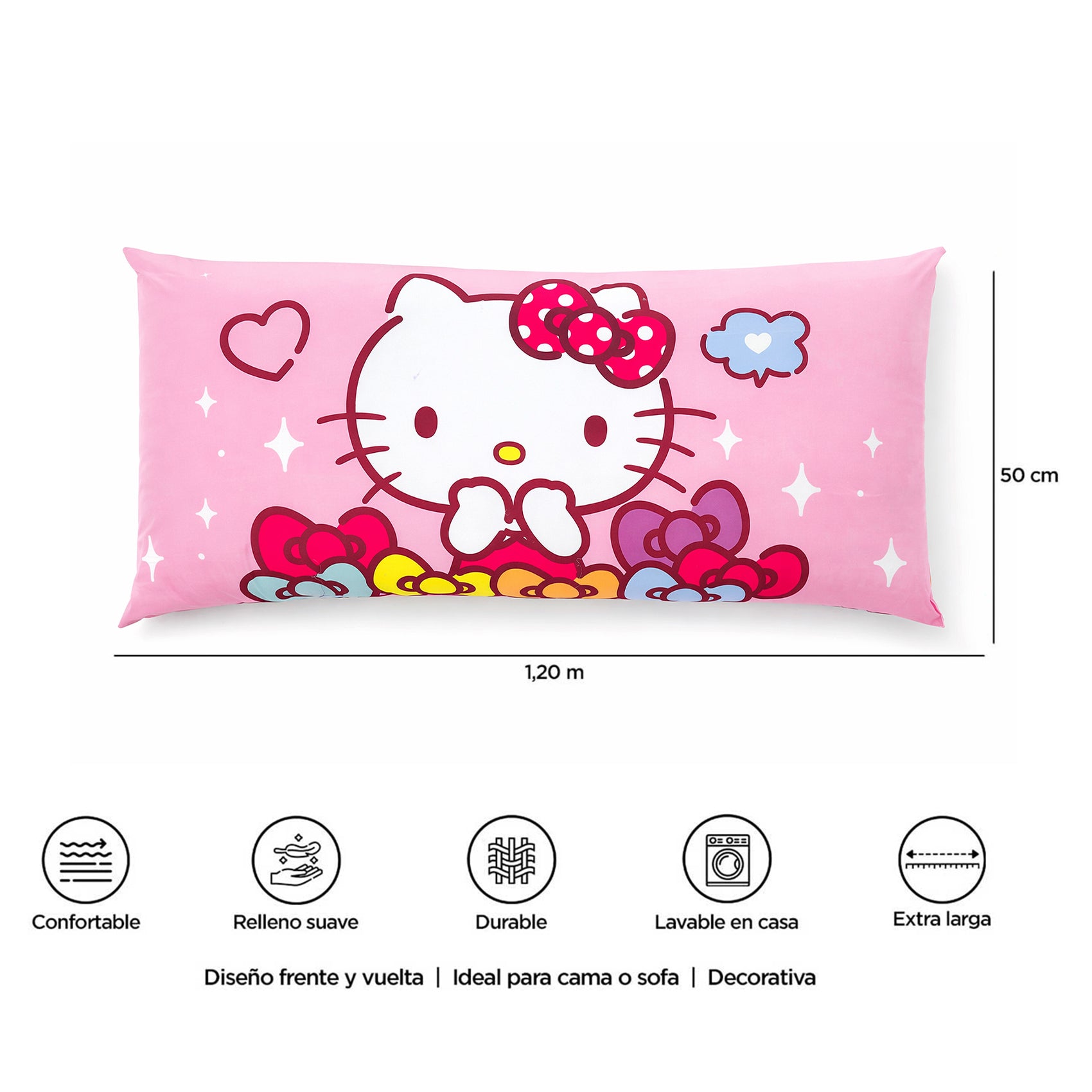 Almohada Súper Jumbo Ligera 120x50 Doble Vista Hello Kitty Providencia®