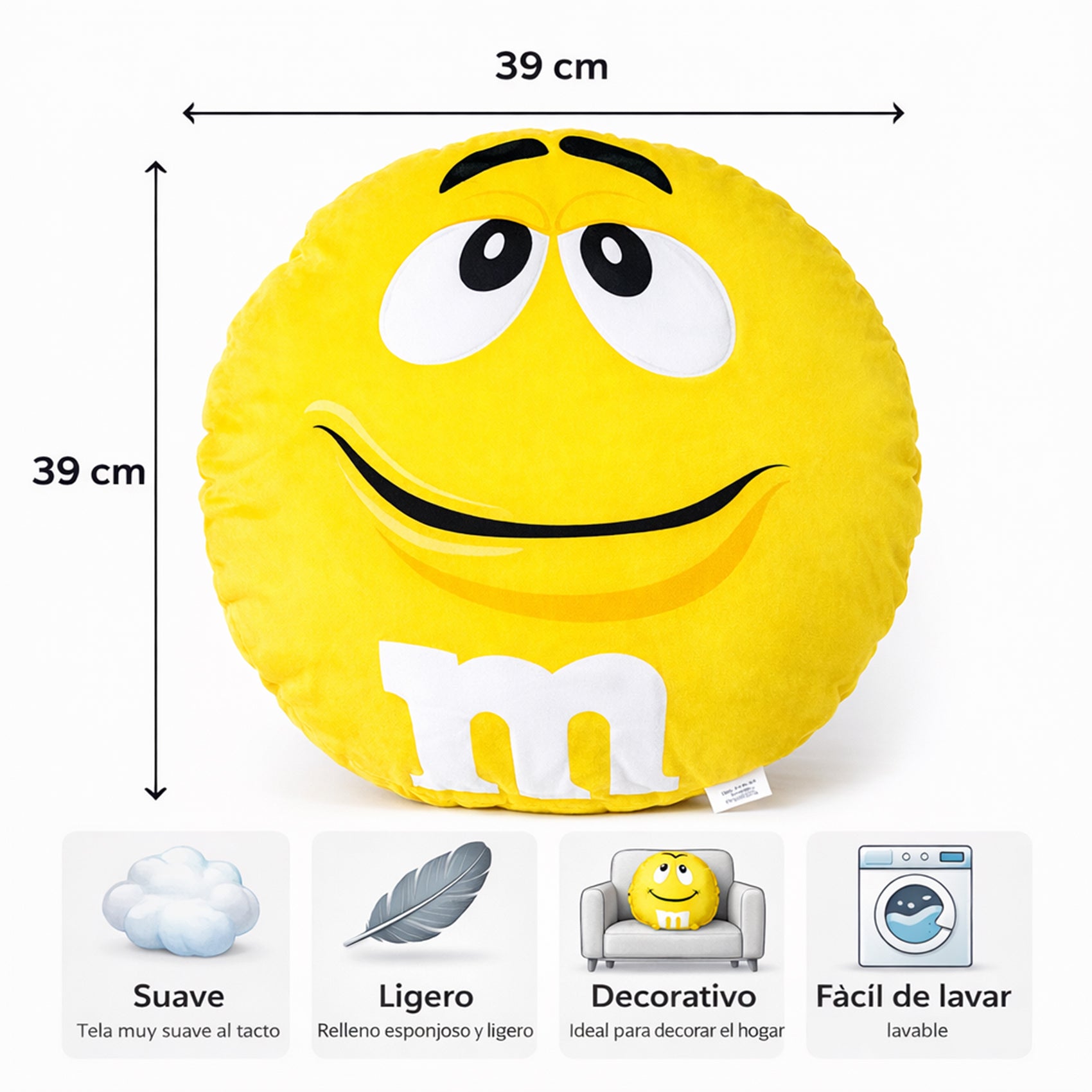 Cojín Decorativo Suave Diseños Divertidos Lunetas Amarillo Providencia®