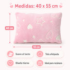 Almohada Infantil Pillow Suave Con Diseño Corazones Rosa