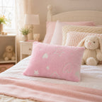 Almohada Infantil Pillow Suave Con Diseño Corazones Rosa