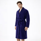 Bata De Descanso Suave 103x66cm Manga Larga Unisex Azul