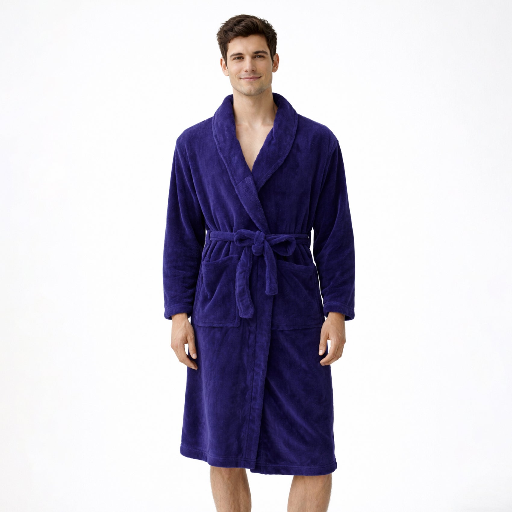Bata De Descanso Suave 103x66cm Manga Larga Unisex Azul