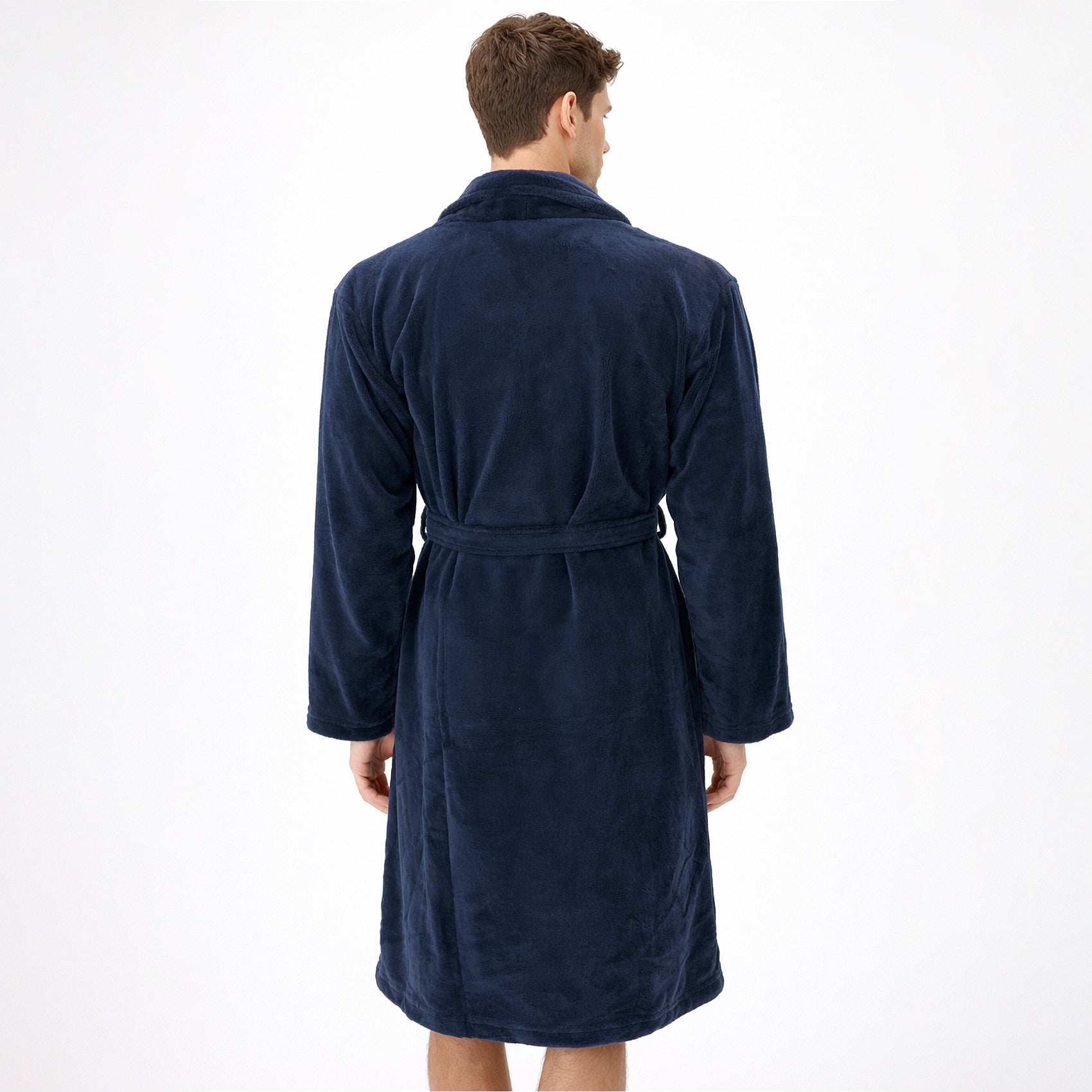 Bata De Descanso Suave 103x66cm Manga Larga Unisex Azul Oscuro