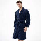 Bata De Descanso Suave 103x66cm Manga Larga Unisex Azul Oscuro
