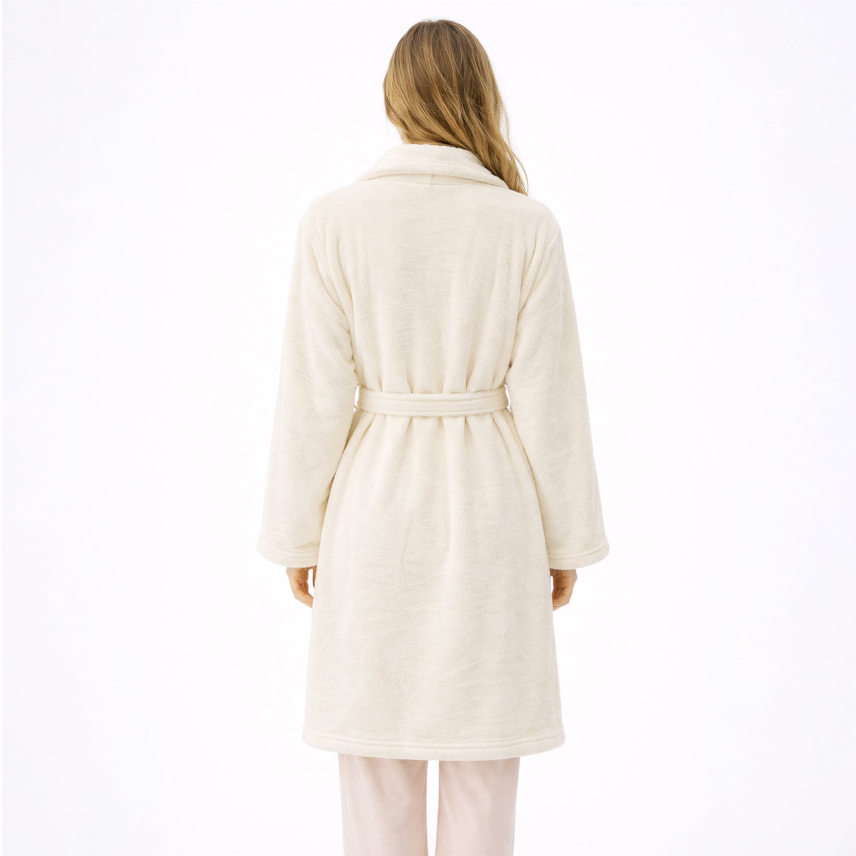 Bata De Descanso Suave 103x66cm Manga Larga Unisex Beige