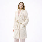 Bata De Descanso Suave 103x66cm Manga Larga Unisex Beige