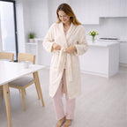 Bata De Descanso Suave 103x66cm Manga Larga Unisex Beige