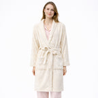 Bata De Descanso Suave 103x66cm Manga Larga Unisex Beige