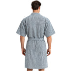 Bata Domino Suave Para Descanso / Baño Con Bolsillos Unisex Azul