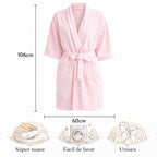 Bata Domino Suave Para Descanso / Baño Con Bolsillos Unisex Rosa