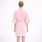 Bata Domino Suave Para Descanso / Baño Con Bolsillos Unisex Rosa