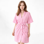 Bata Domino Suave Para Descanso / Baño Con Bolsillos Unisex Rosa Chicle