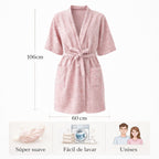 Bata Domino Suave Para Descanso / Baño Con Bolsillos Unisex Rosa Palo