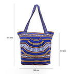 Bolsa Artesanal Abanico Tipo Tote Para Mujer 50x40cm Azul