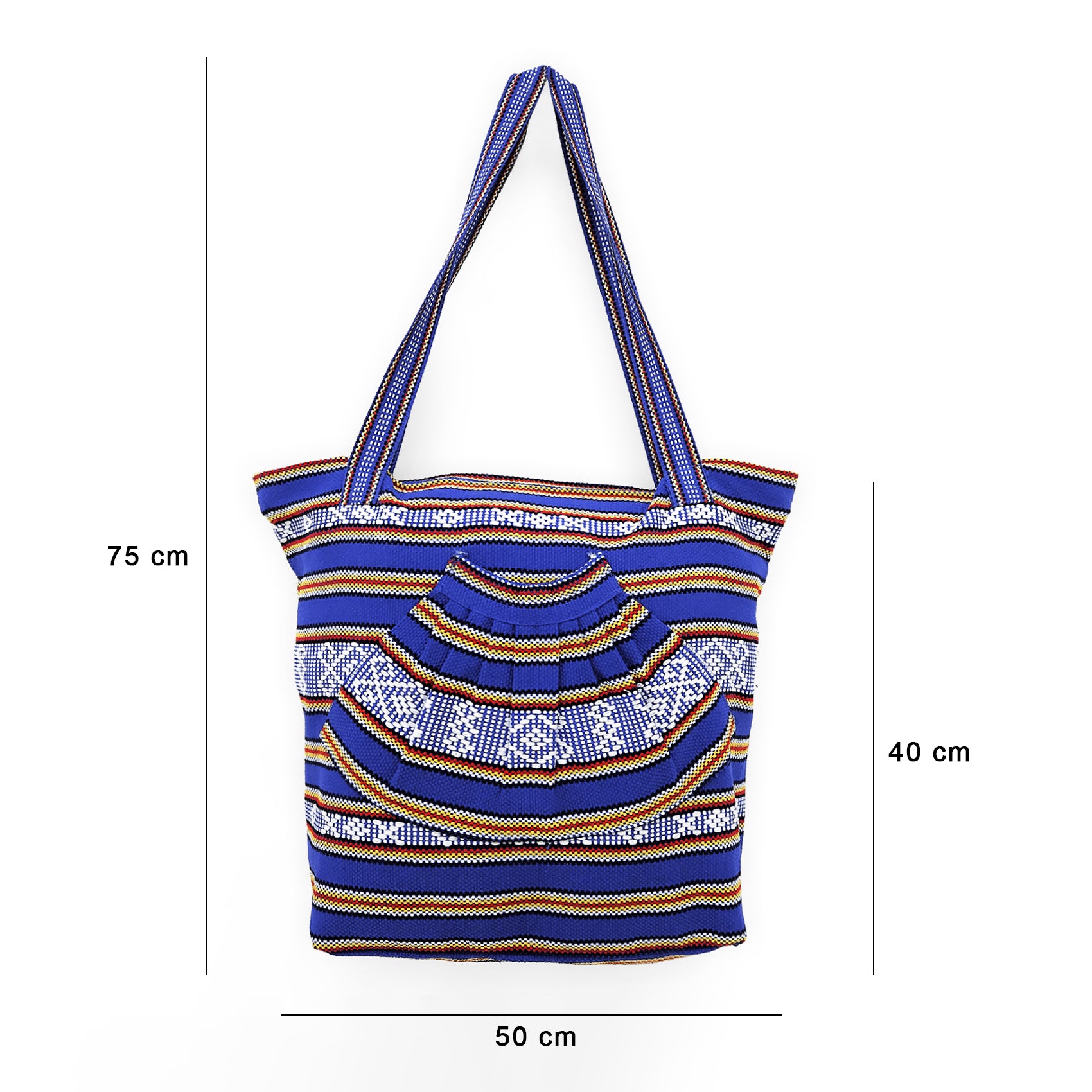 Bolsa Artesanal Abanico Tipo Tote Para Mujer 50x40cm Azul