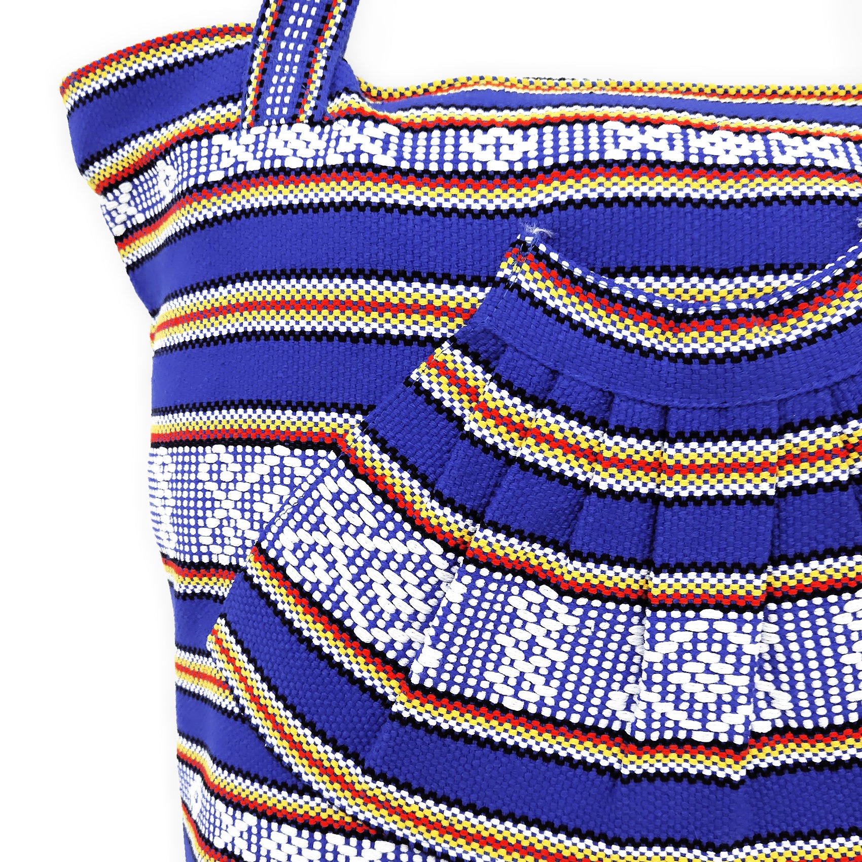 Bolsa Artesanal Abanico Tipo Tote Para Mujer 50x40cm Azul