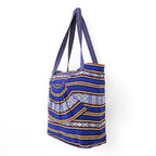 Bolsa Artesanal Abanico Tipo Tote Para Mujer 50x40cm Azul