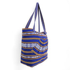 Bolsa Artesanal Abanico Tipo Tote Para Mujer 50x40cm Azul