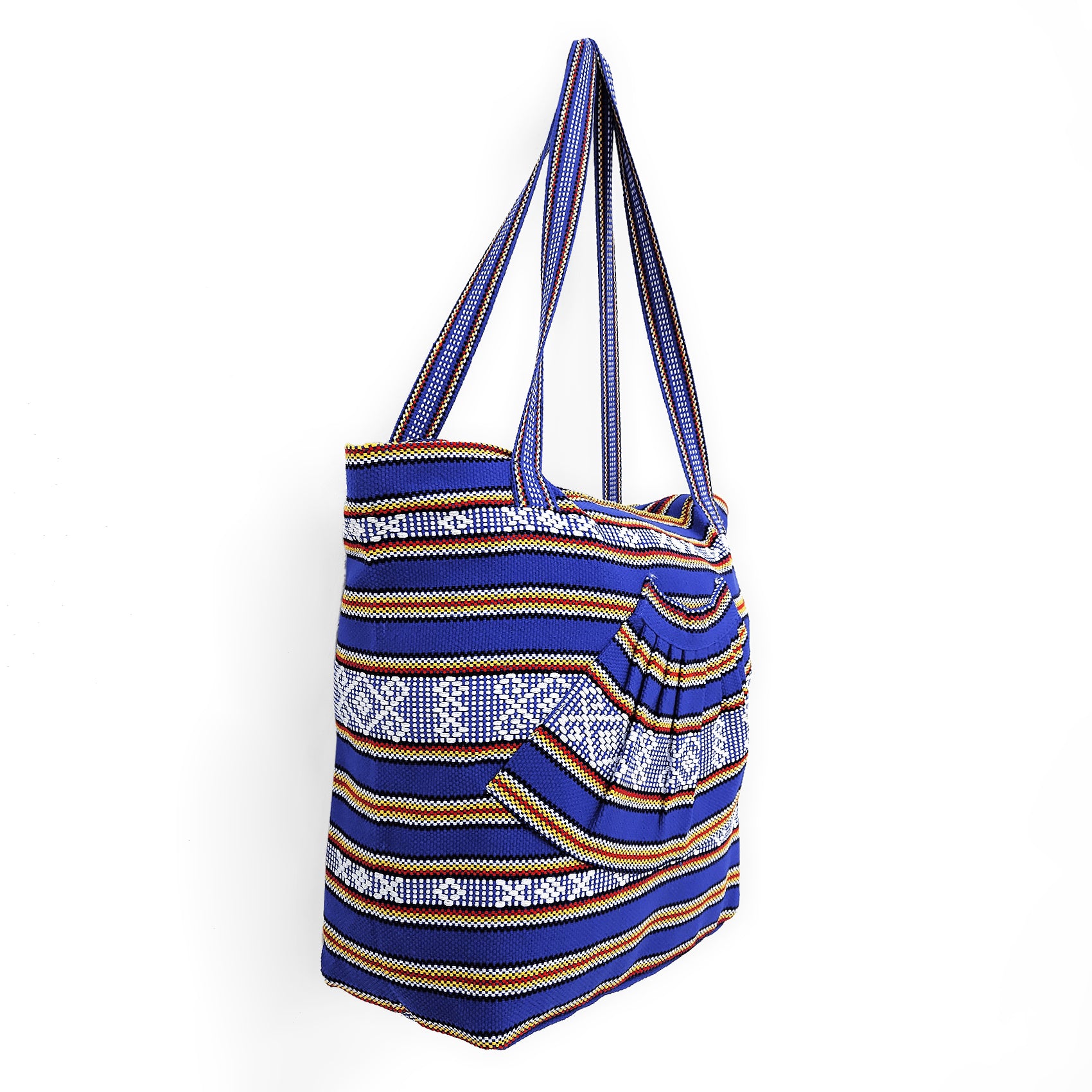 Bolsa Artesanal Abanico Tipo Tote Para Mujer 50x40cm Azul