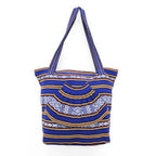 Bolsa Artesanal Abanico Tipo Tote Para Mujer 50x40cm Azul