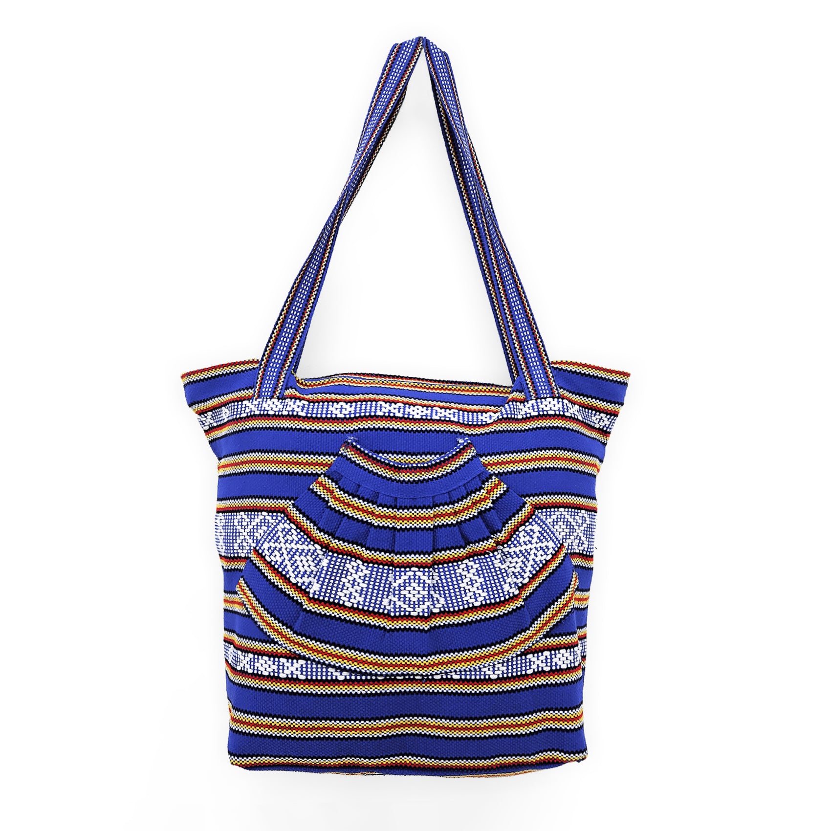 Bolsa Artesanal Abanico Tipo Tote Para Mujer 50x40cm Azul