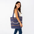 Bolsa Artesanal Abanico Tipo Tote Para Mujer 50x40cm Azul
