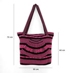 Bolsa Artesanal Abanico Tipo Tote Para Mujer 50x40cm Fucsia