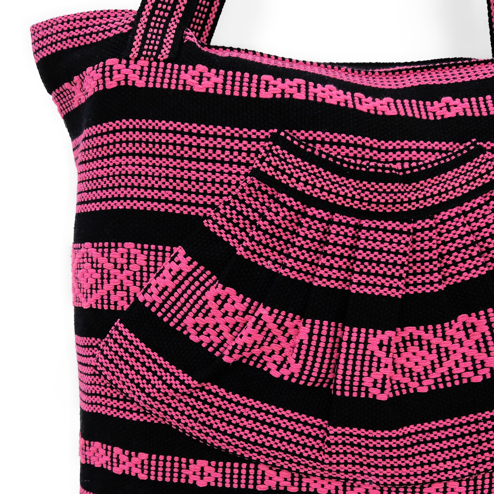 Bolsa Artesanal Abanico Tipo Tote Para Mujer 50x40cm Fucsia