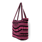 Bolsa Artesanal Abanico Tipo Tote Para Mujer 50x40cm Fucsia