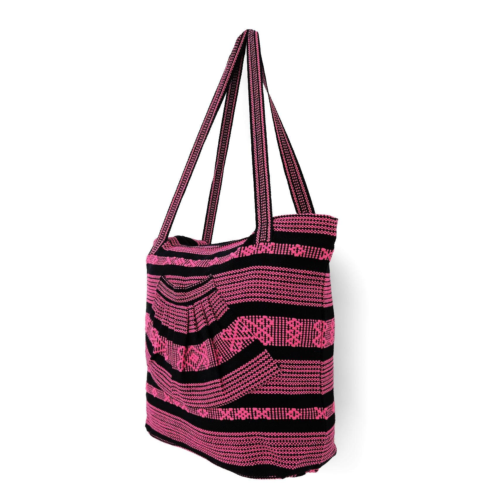 Bolsa Artesanal Abanico Tipo Tote Para Mujer 50x40cm Fucsia