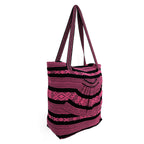 Bolsa Artesanal Abanico Tipo Tote Para Mujer 50x40cm Fucsia