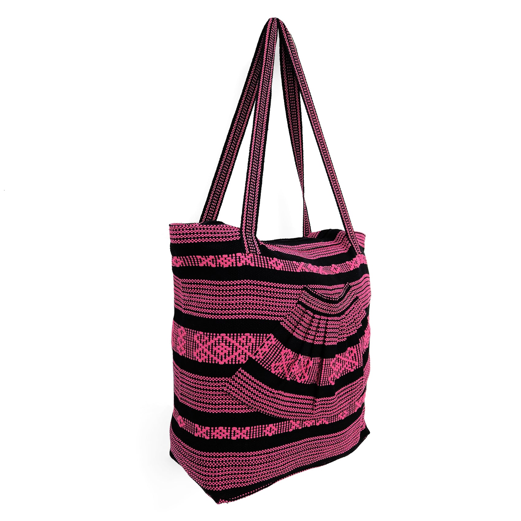 Bolsa Artesanal Abanico Tipo Tote Para Mujer 50x40cm Fucsia