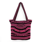 Bolsa Artesanal Abanico Tipo Tote Para Mujer 50x40cm Fucsia