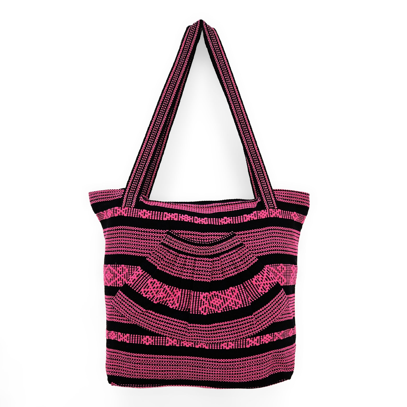 Bolsa Artesanal Abanico Tipo Tote Para Mujer 50x40cm Fucsia