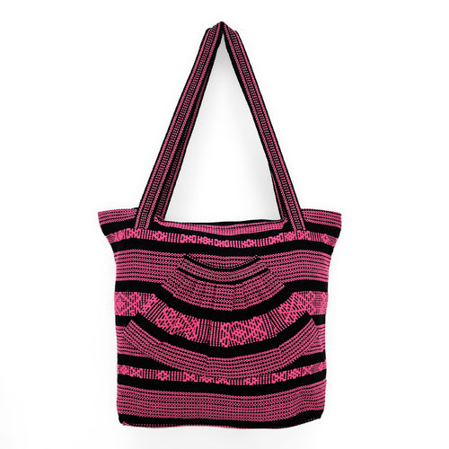 Bolsa Artesanal Abanico Tipo Tote Para Mujer 50x40cm Fucsia