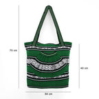 Bolsa Artesanal Abanico Tipo Tote Para Mujer 50x40cm Verde