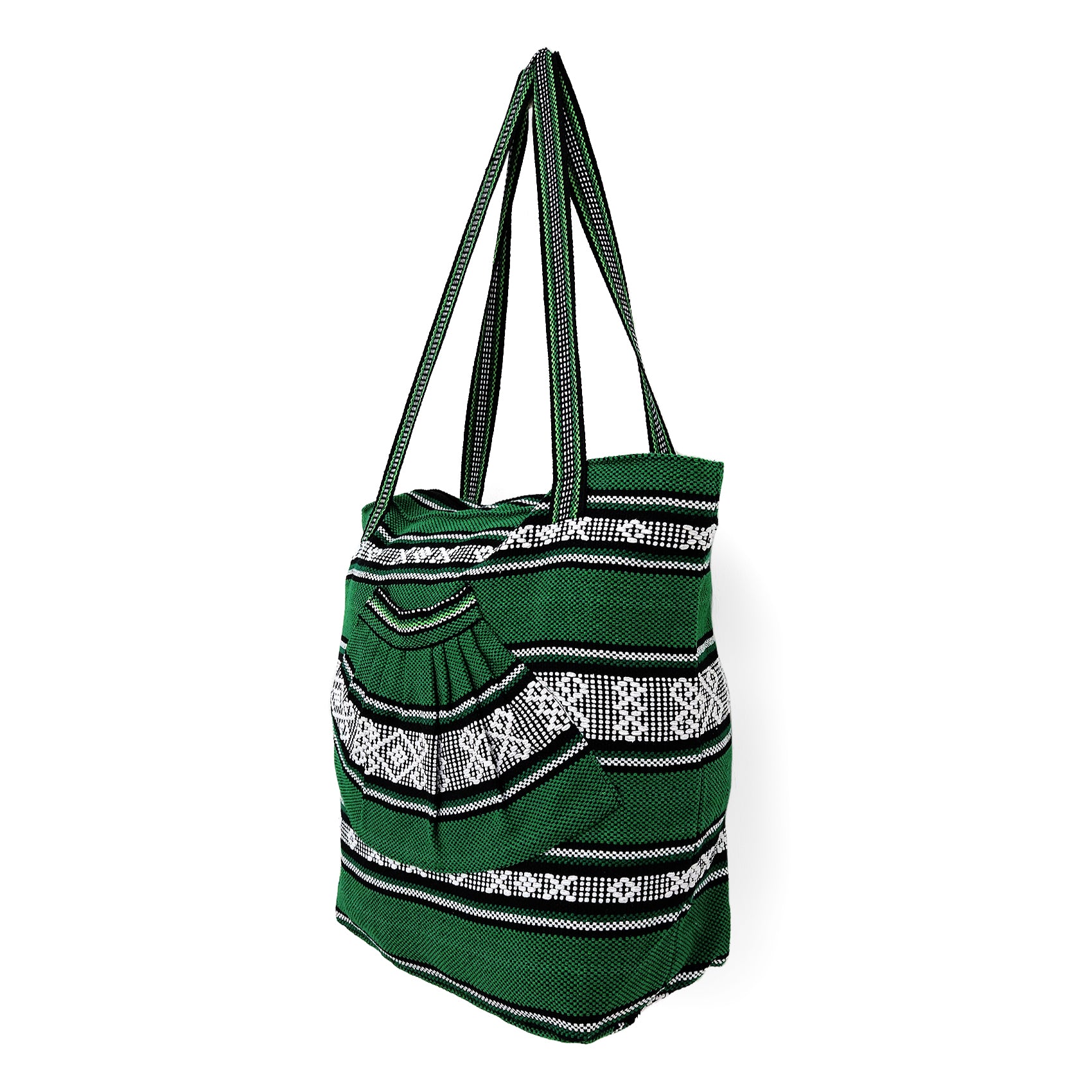 Bolsa Artesanal Abanico Tipo Tote Para Mujer 50x40cm Verde