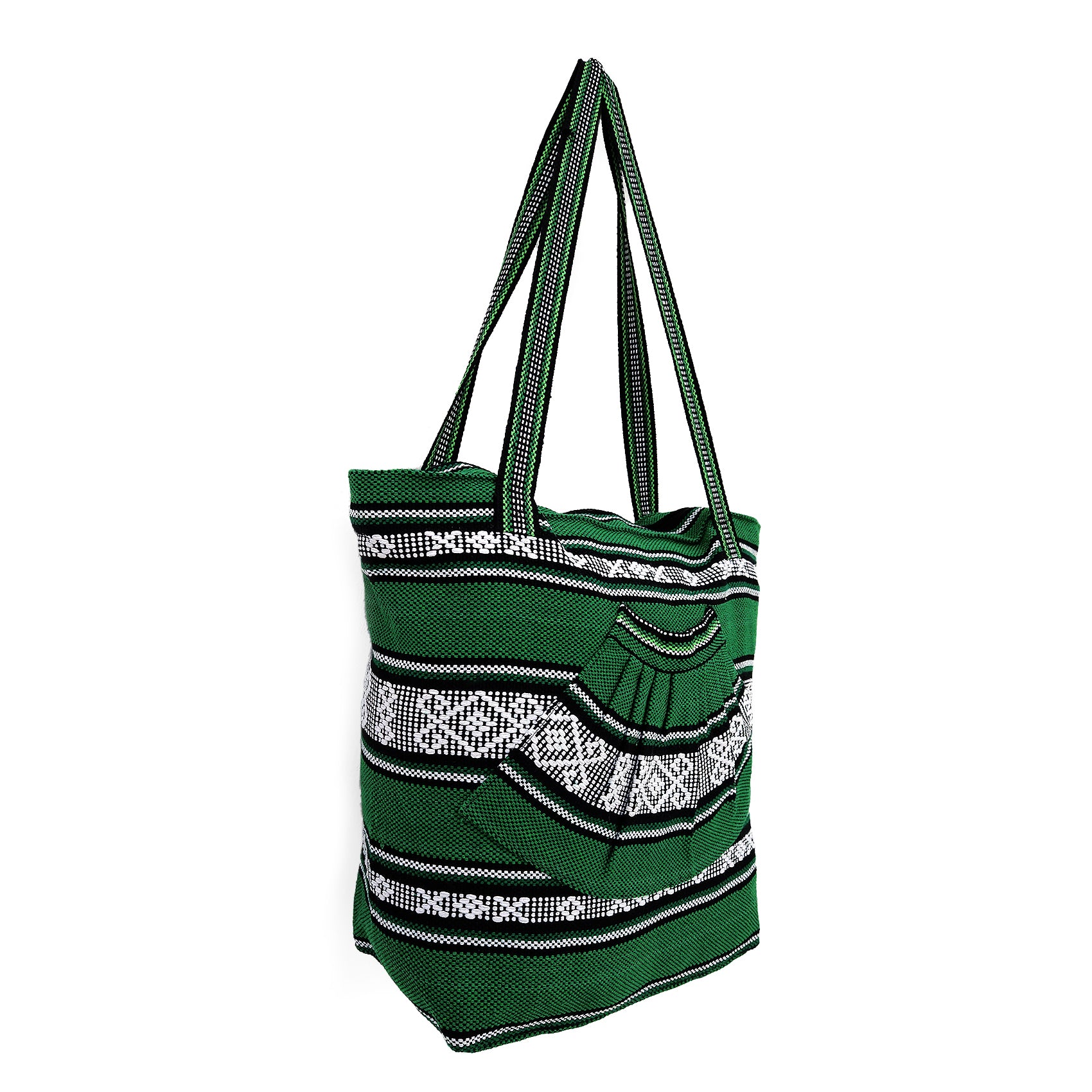 Bolsa Artesanal Abanico Tipo Tote Para Mujer 50x40cm Verde