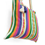 Bolsa Artesanal Mexicana Tipo Tote Bag Para Mujer 45x45cm Arcoíris