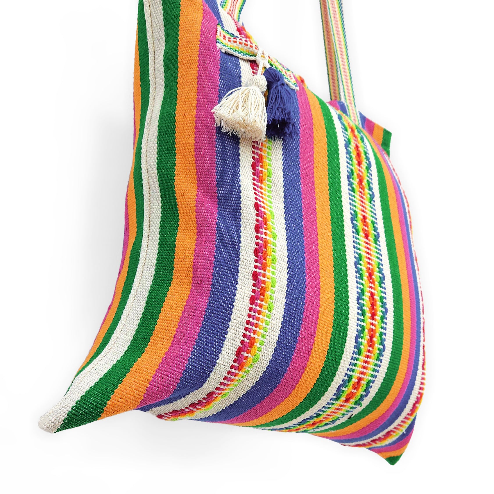 Bolsa Artesanal Mexicana Tipo Tote Bag Para Mujer 45x45cm Arcoíris
