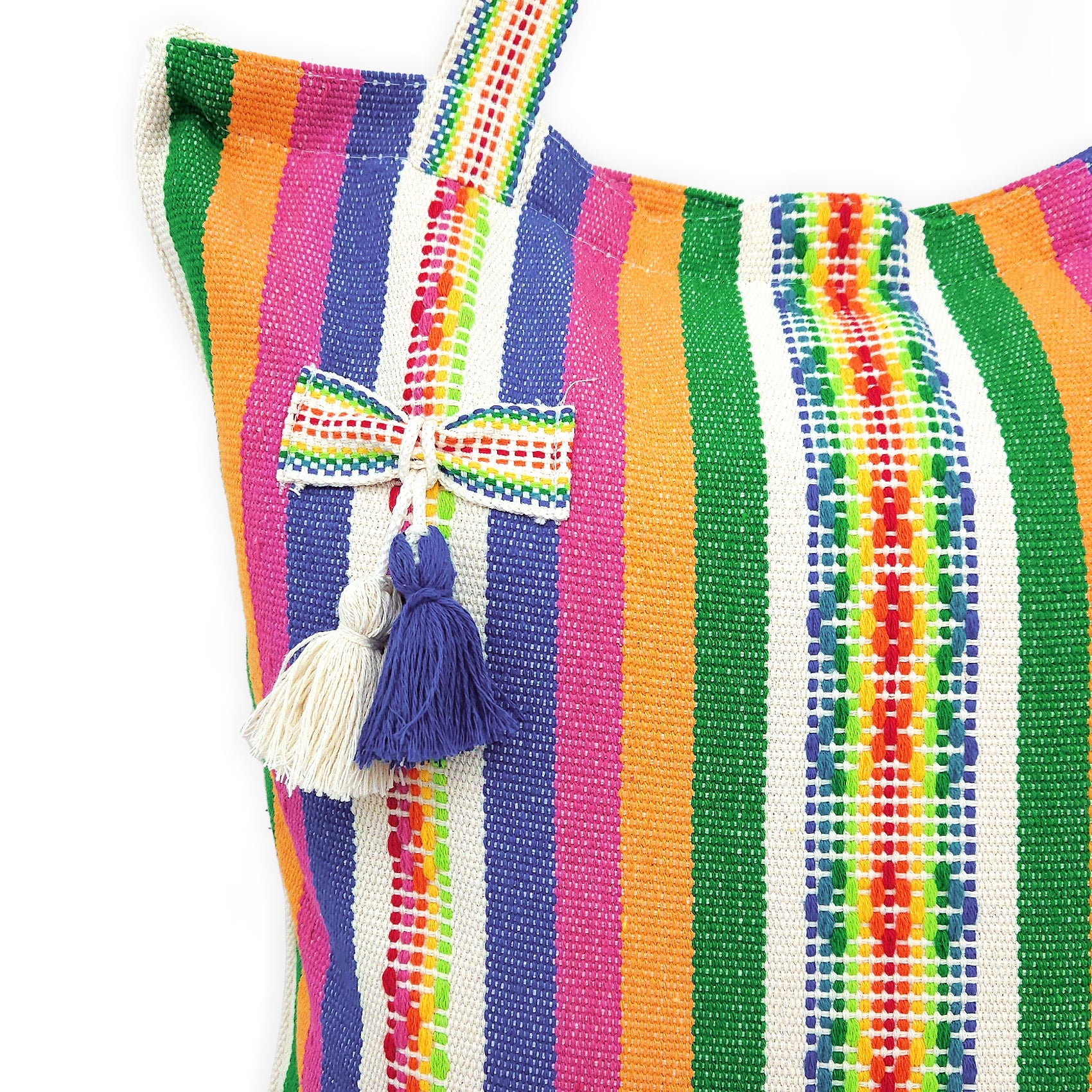Bolsa Artesanal Mexicana Tipo Tote Bag Para Mujer 45x45cm Arcoíris
