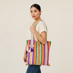 Bolsa Artesanal Mexicana Tipo Tote Bag Para Mujer 45x45cm Arcoíris