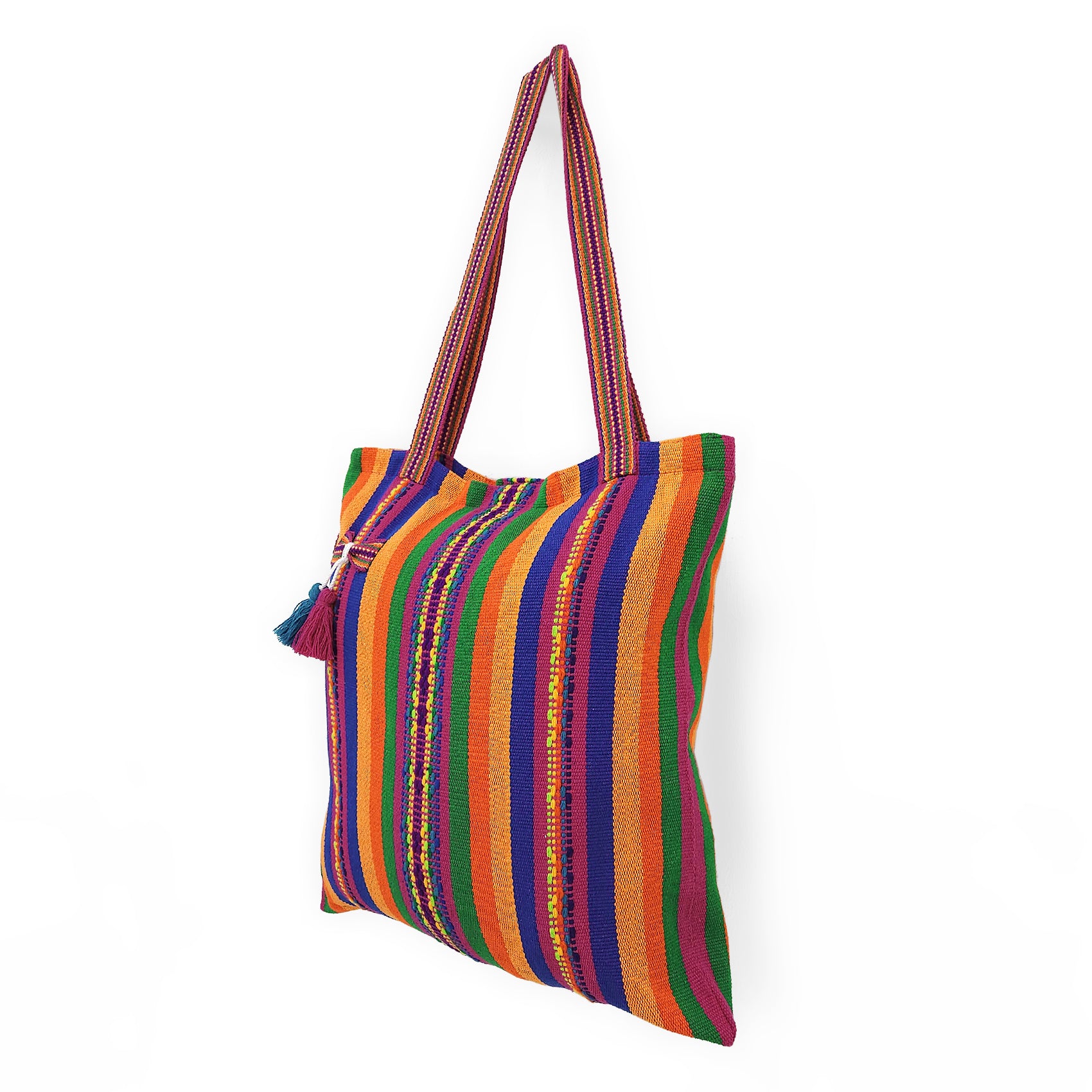 Bolsa Artesanal Mexicana Tipo Tote Bag Para Mujer 45x45cm Multicolor